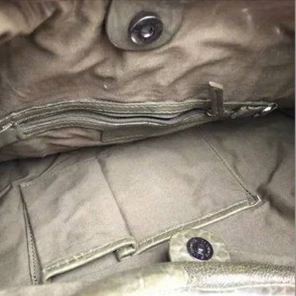 Genuine Leather Olive Green Tote - Picture 3 of 5